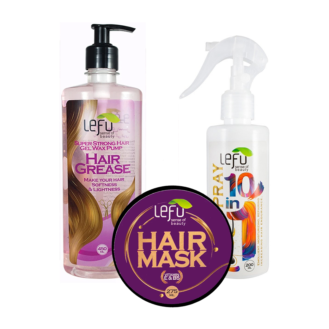 پک سه عددی ماسک مو و گریس مو و اسپری مو مدل ده کاره