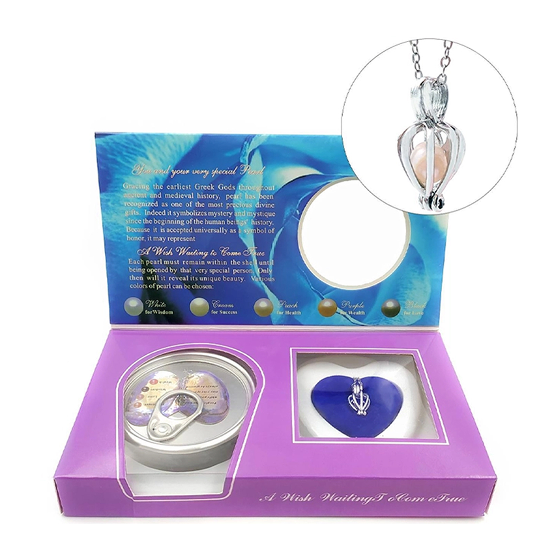 گردنبند مروارید عشق همراه با صدف مروارید دار و رنگ رندوم