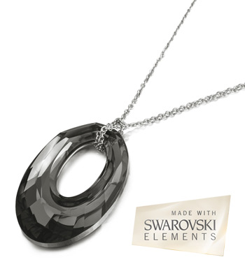 گردنبند کریستال نقره بیضی مشکی