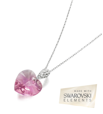 آویز نقره با نگینهای ریز و کریستال قلب