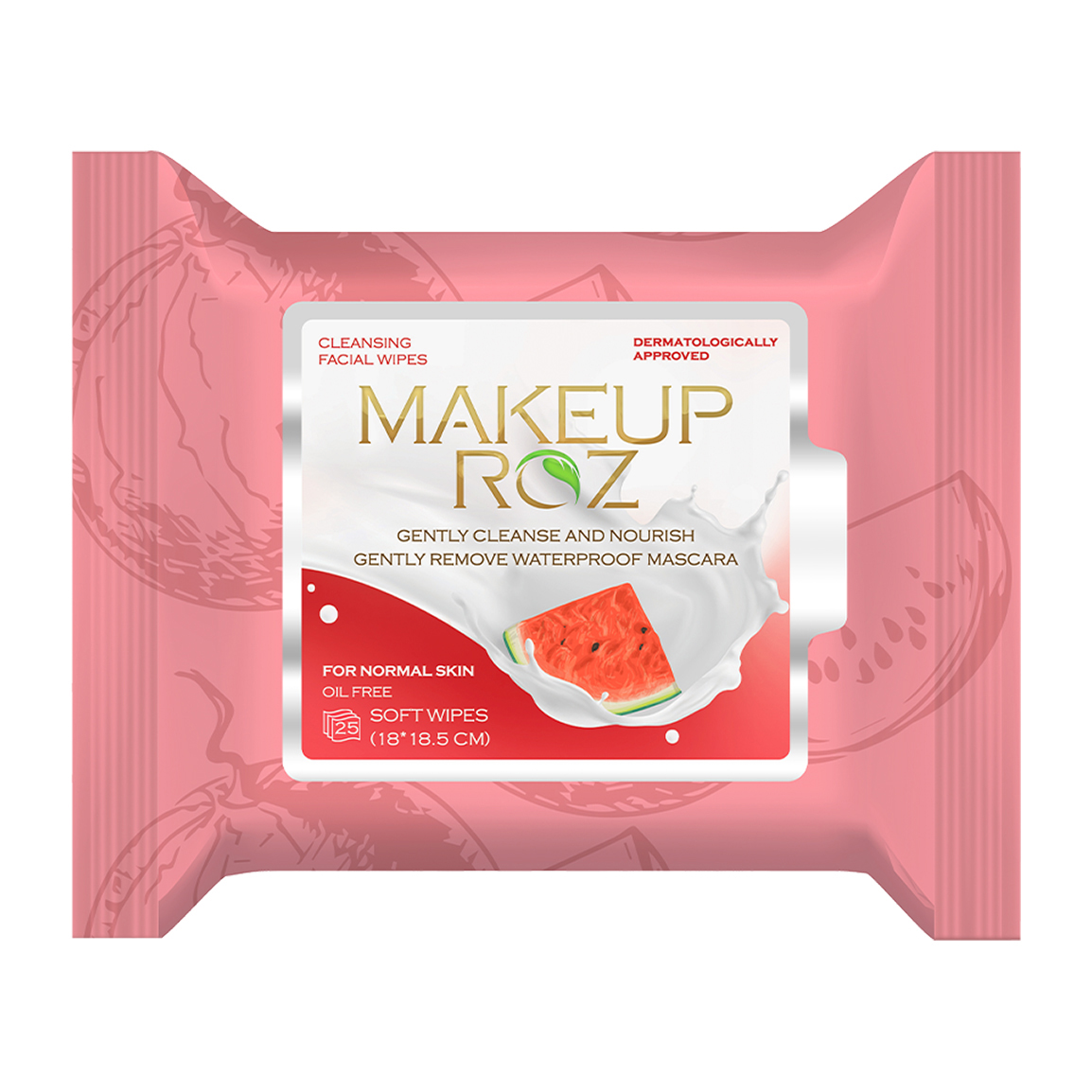 دستمال مرطوب آرایش پاک کن حاوی عصاره هندوانه مناسب پوست های نرمال بسته 25 عددی