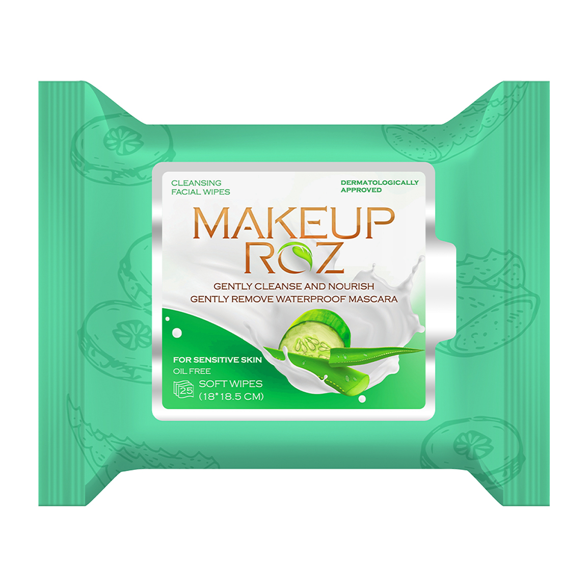دستمال مرطوب آرایش پاک کن حاوی عصاره خیار و آلوئه ورا مناسب پوست های حساس بسته 25 عددی