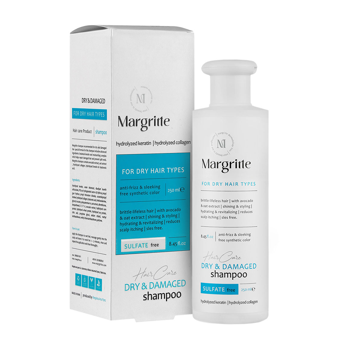 شامپو مناسب مو خشک و آسیب دیده فاقد پارابن حجم 250 میلی لیتر