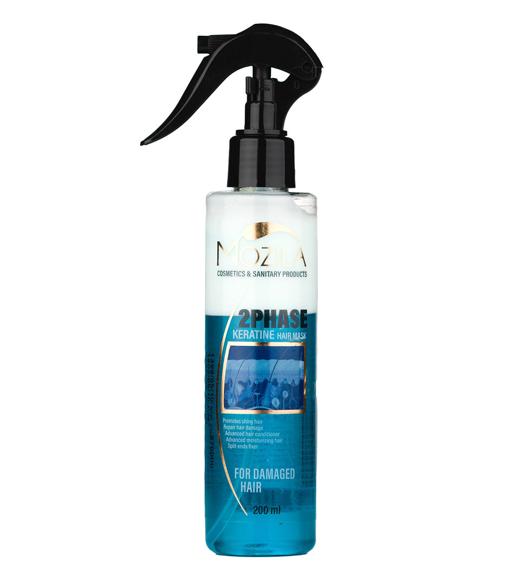 ماسک مو دو فاز کراتینه آبی مناسب موهای آسیب دیده 200میل