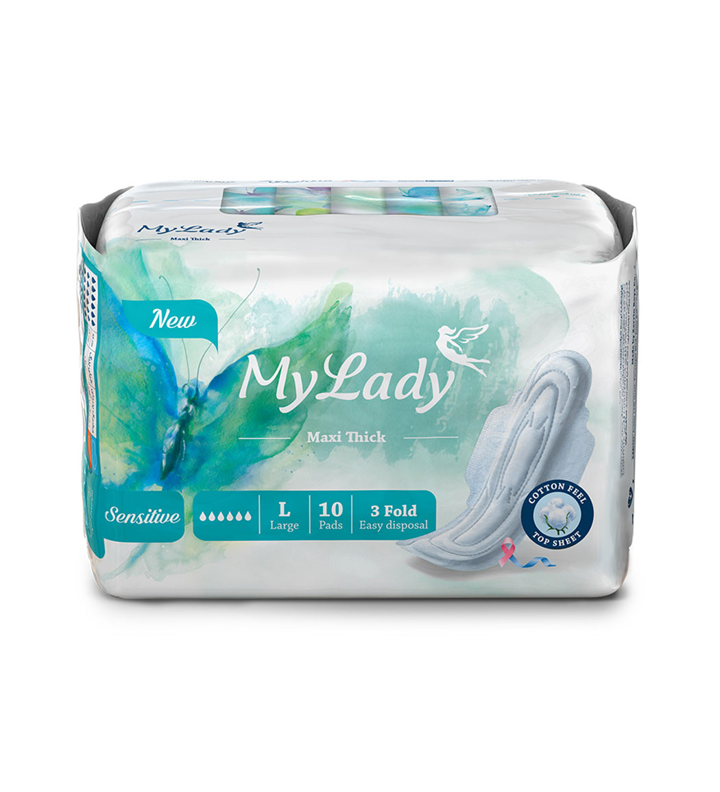 نوار بهداشتی مکسی نیمه ضخیم بالدار سایز بزرگ مناسب پوست حساس بسته 10عددی