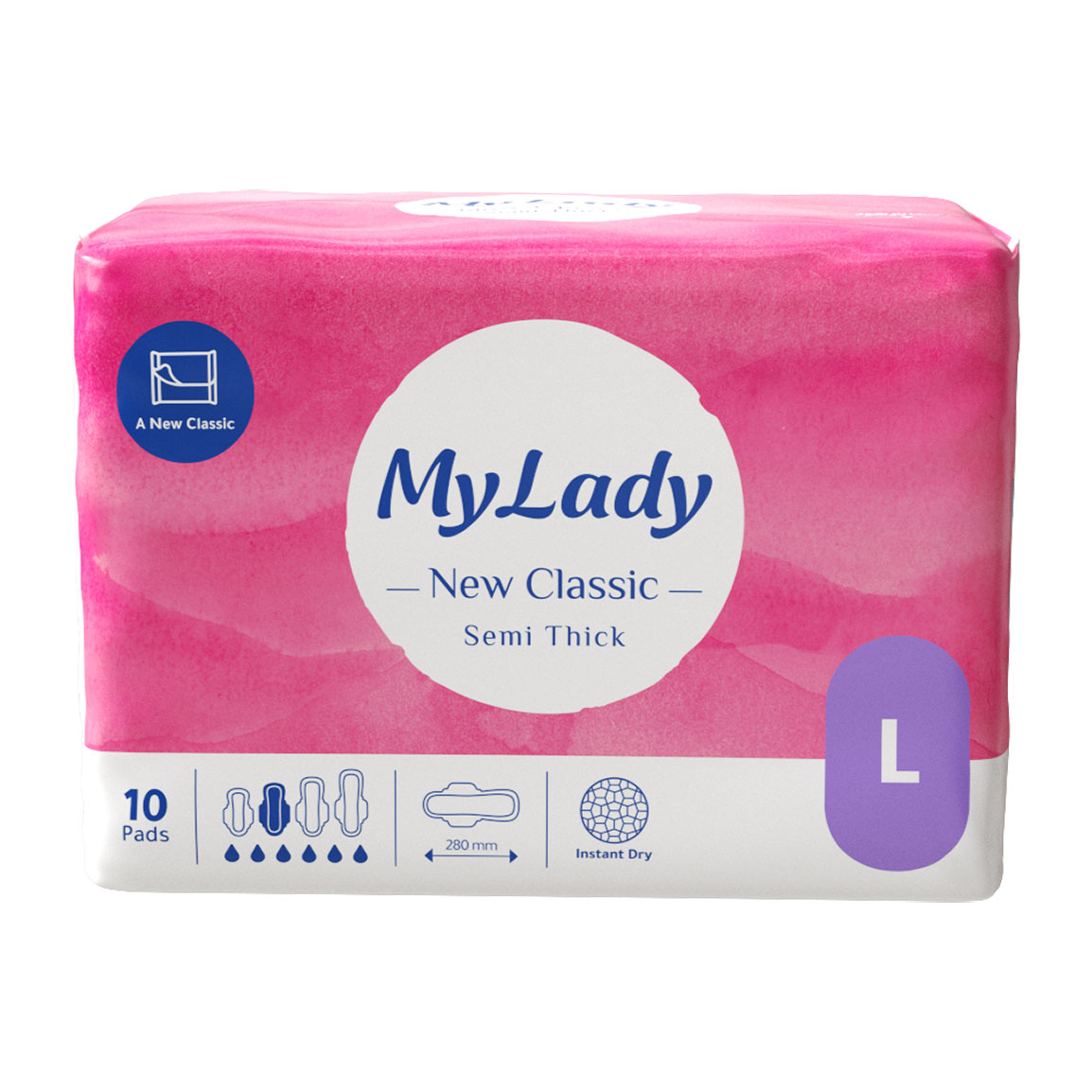 نوار بهداشتی نیو کلاسیک نیمه ضخیم سایز بزرگ با بسته بندی تکی 10عددی