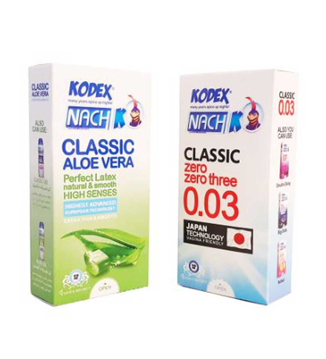 کاندوم مدل آلوئه ورا بسته 12 عددی به همراه کاندوم مدل 0.03 بسته 12 عددی