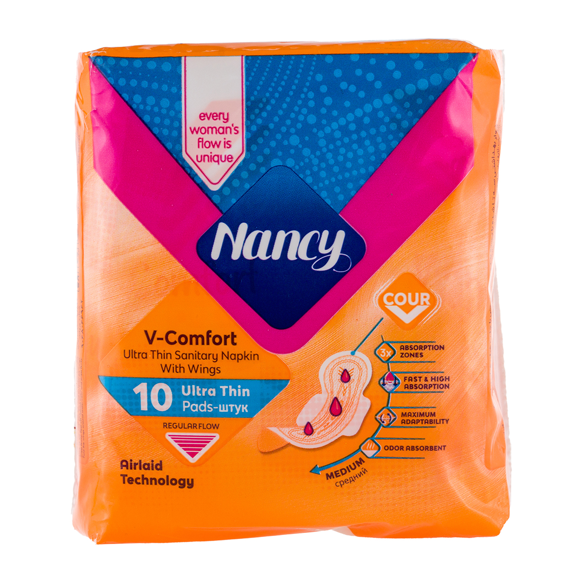 نوار بهداشتی بالدارمدل نازک متوسط بسته 10 عددی