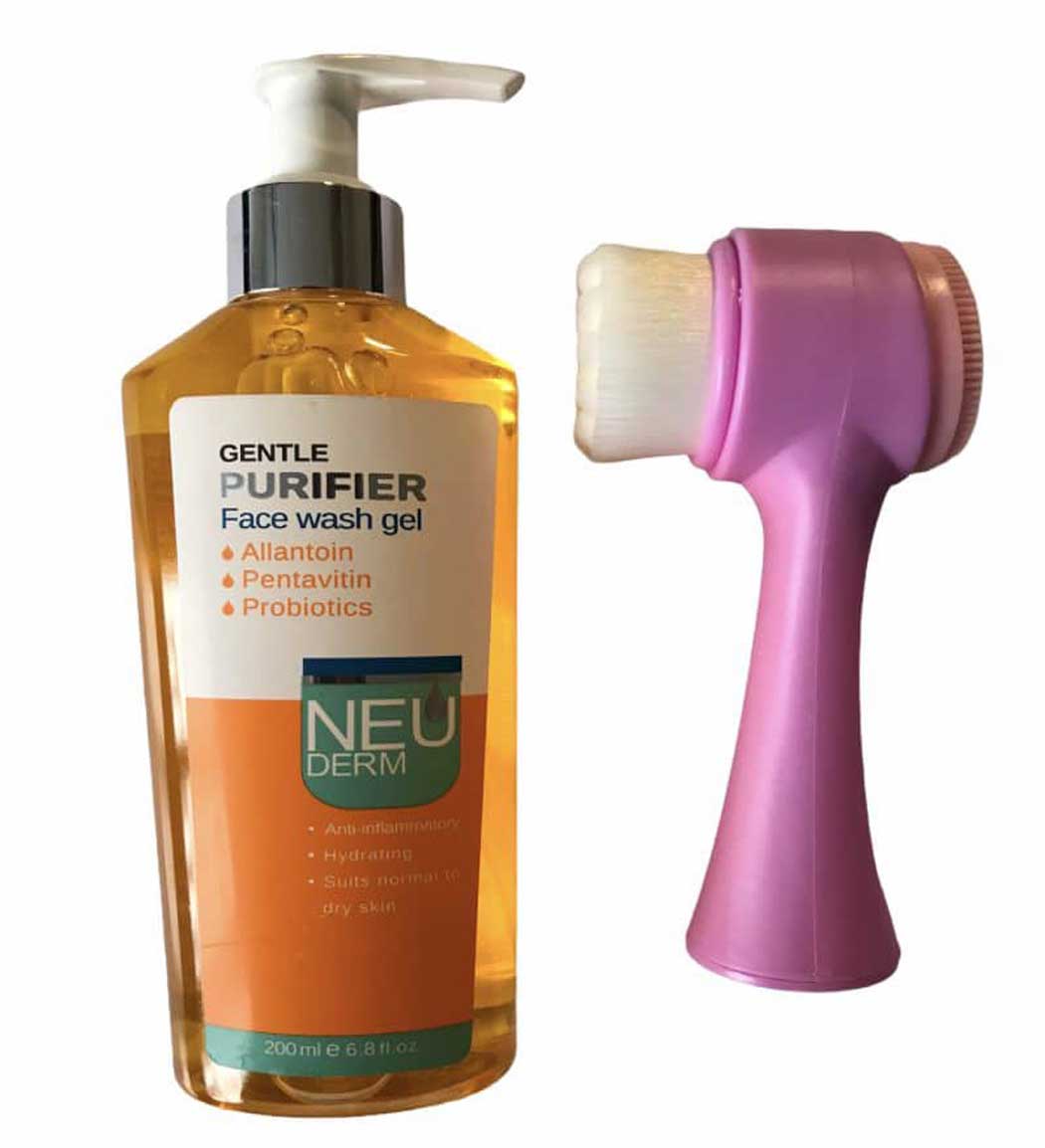 پک ژل شستشو صورت مدل Gentle Purifier حجم 200 میل به همراه برس پاک کننده صورت مدل 001