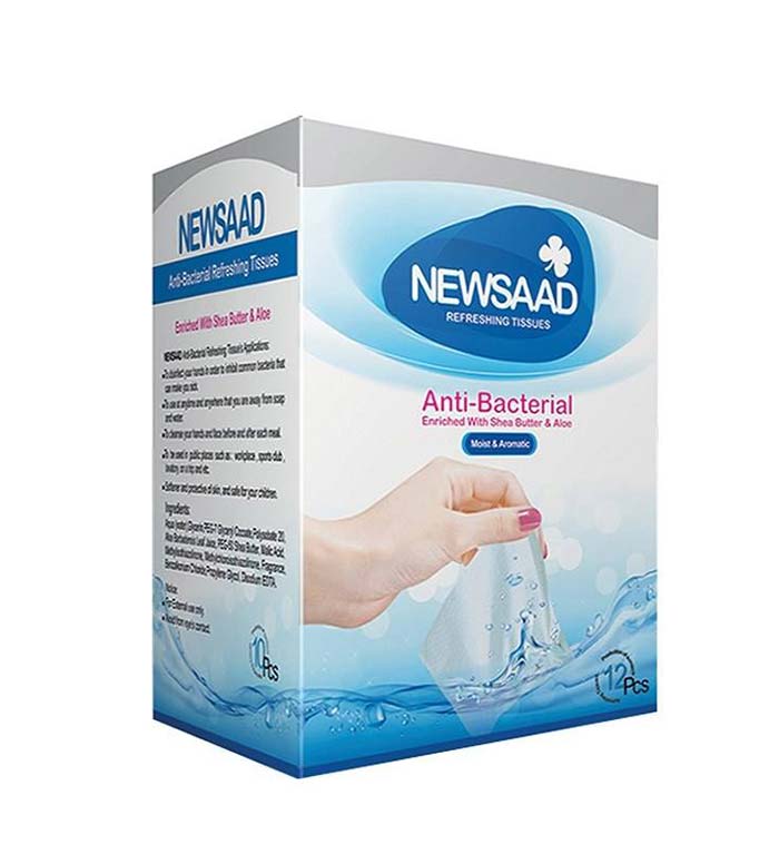 دستمال مرطوب دست و صورت آنتی باکتریال بسته 10 عددی