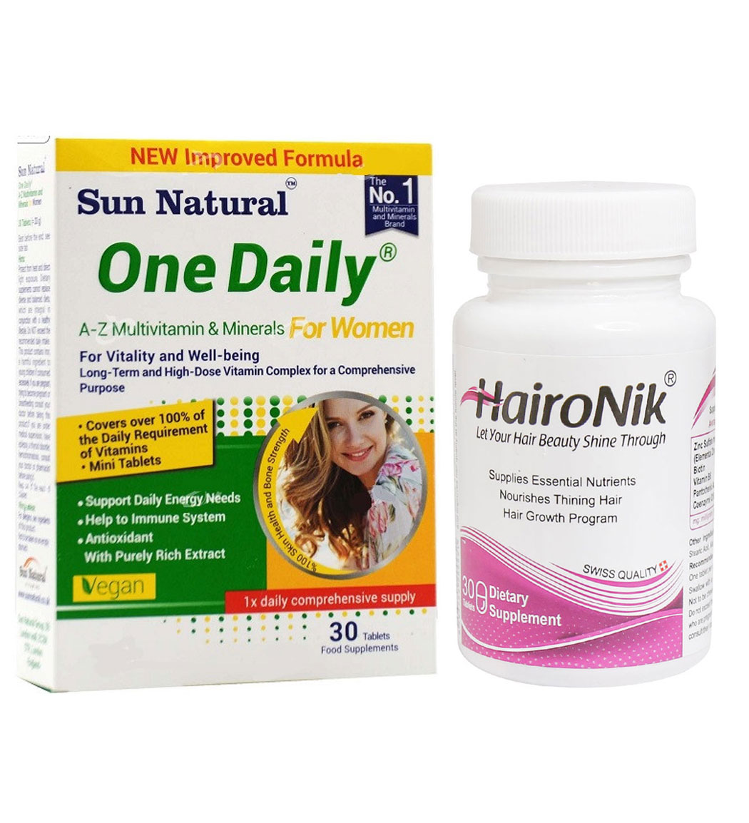 قرص مولتی ویتامین مینرال بانوان مدل One Daily بسته 30 عددی به همراه قرص هیرونیک بسته 30 عددی