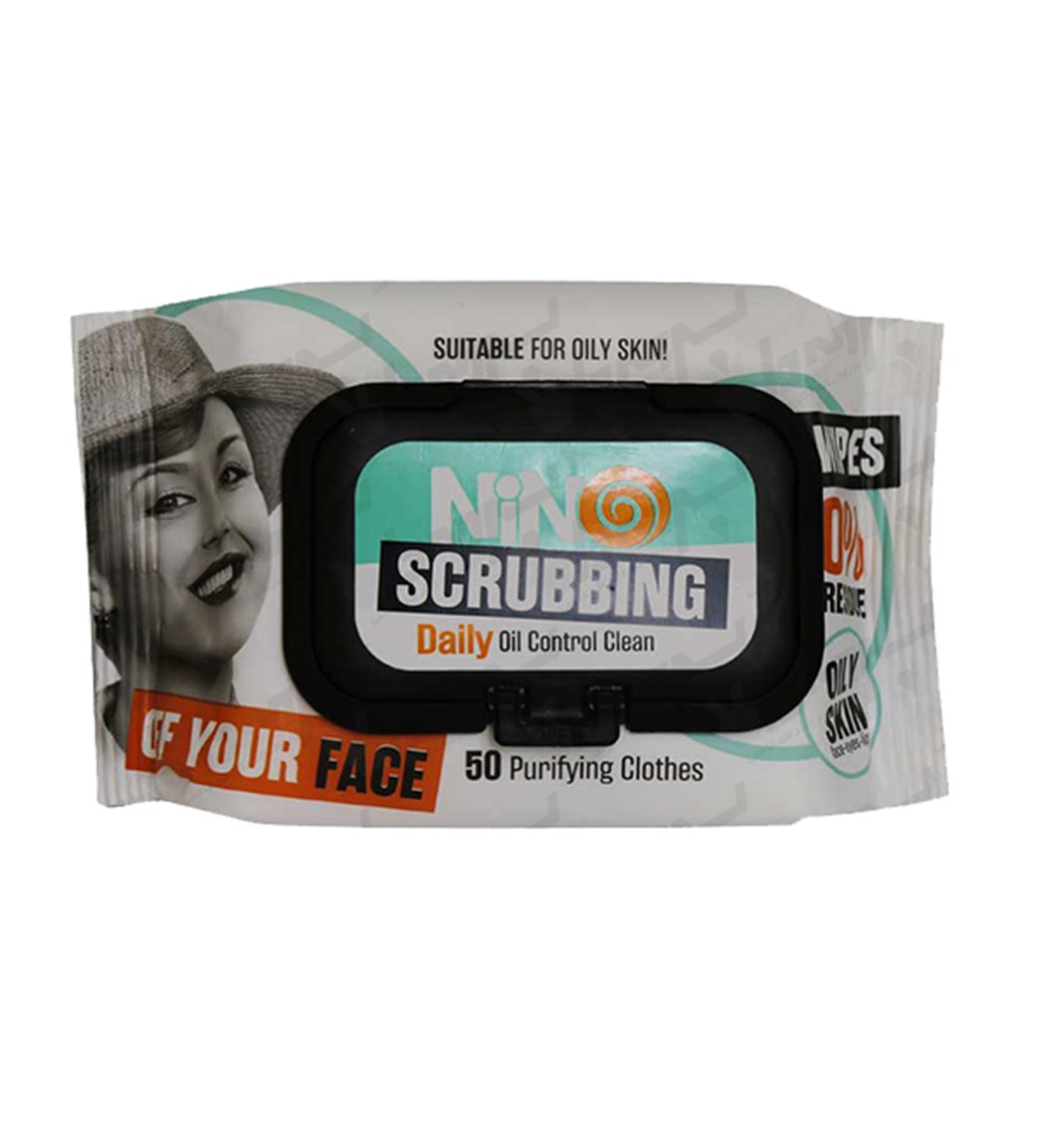 دستمال مرطوب پاک کننده آرایش مدل اسکرابینگ بسته 50 عددی