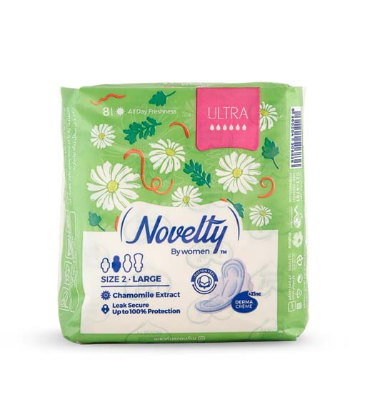 نواربهداشتی پنبه ای مدل ULTRA سایز 2 بسیار نازک گل سفید