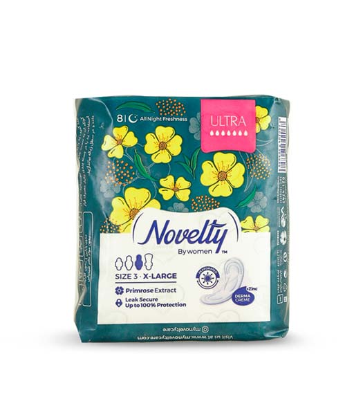 نوار بهداشتی مشبک مدل ULTRA ضدحساسیت بسیار نازک سایز 3 مناسب شب گل زرد 8عددی