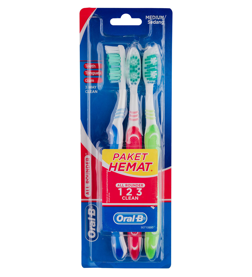 مسواک سری 123 Clean با برس متوسط بسته 3 عددی