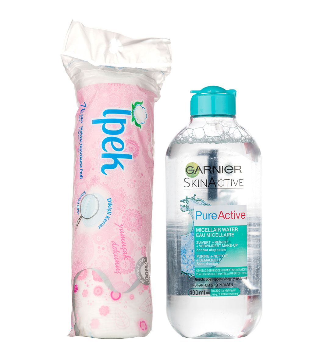 پک پد آرایش پاک کن 70 عددی ایپک به همراه میسلار واتر pure active حجم 400 میل