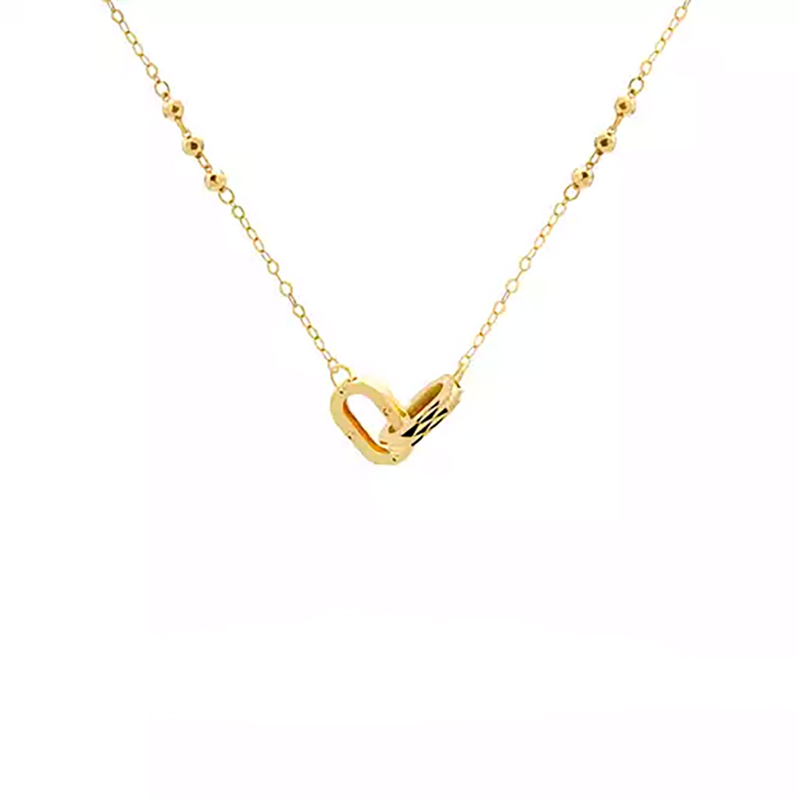 گردنبند طلا دو حلقه بیضی و گوی