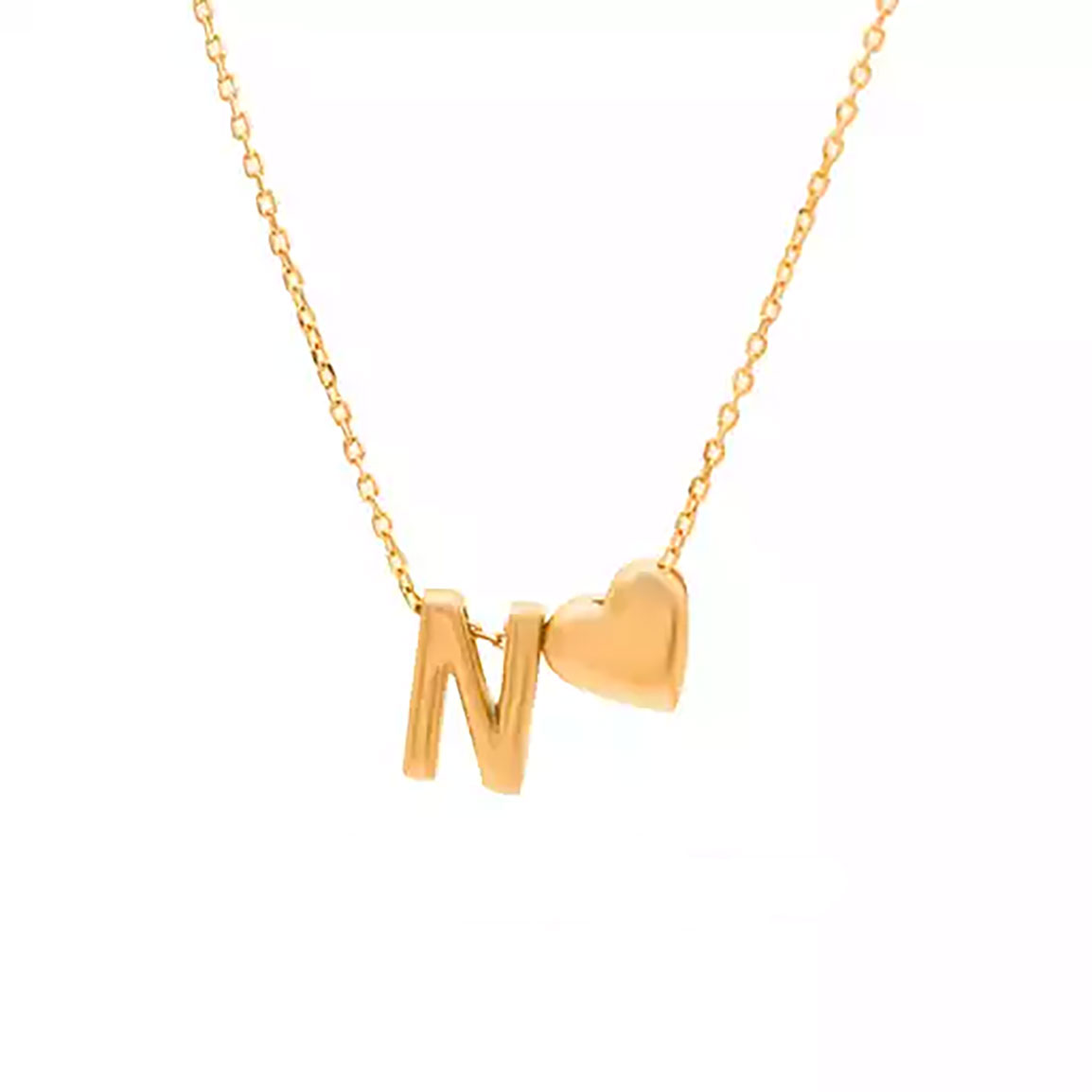گردنبند طلا حروف N و قلب