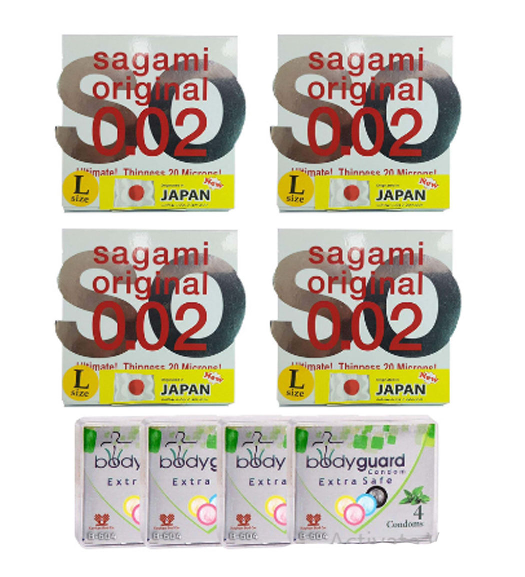 کاندوم بادی گارد مدل اکسترا سیف بسته 4 عددی به همراه کاندوم سایز لارج بسته 4 عددی