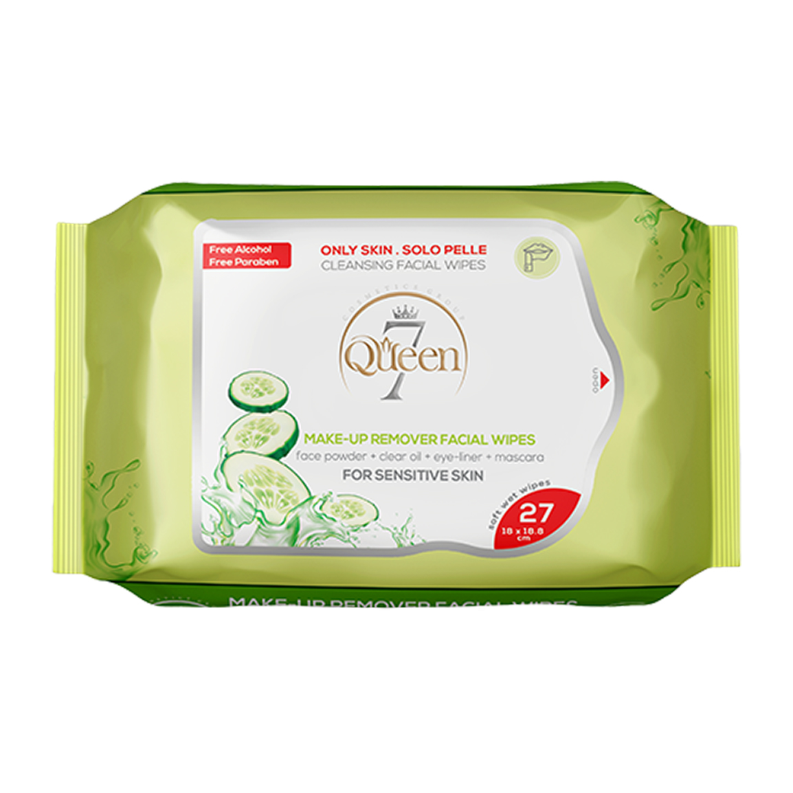 دستمال مرطوب آرایش پاک کن حاوی عصاره خیار مناسب پوست چرب بسته 27عددی
