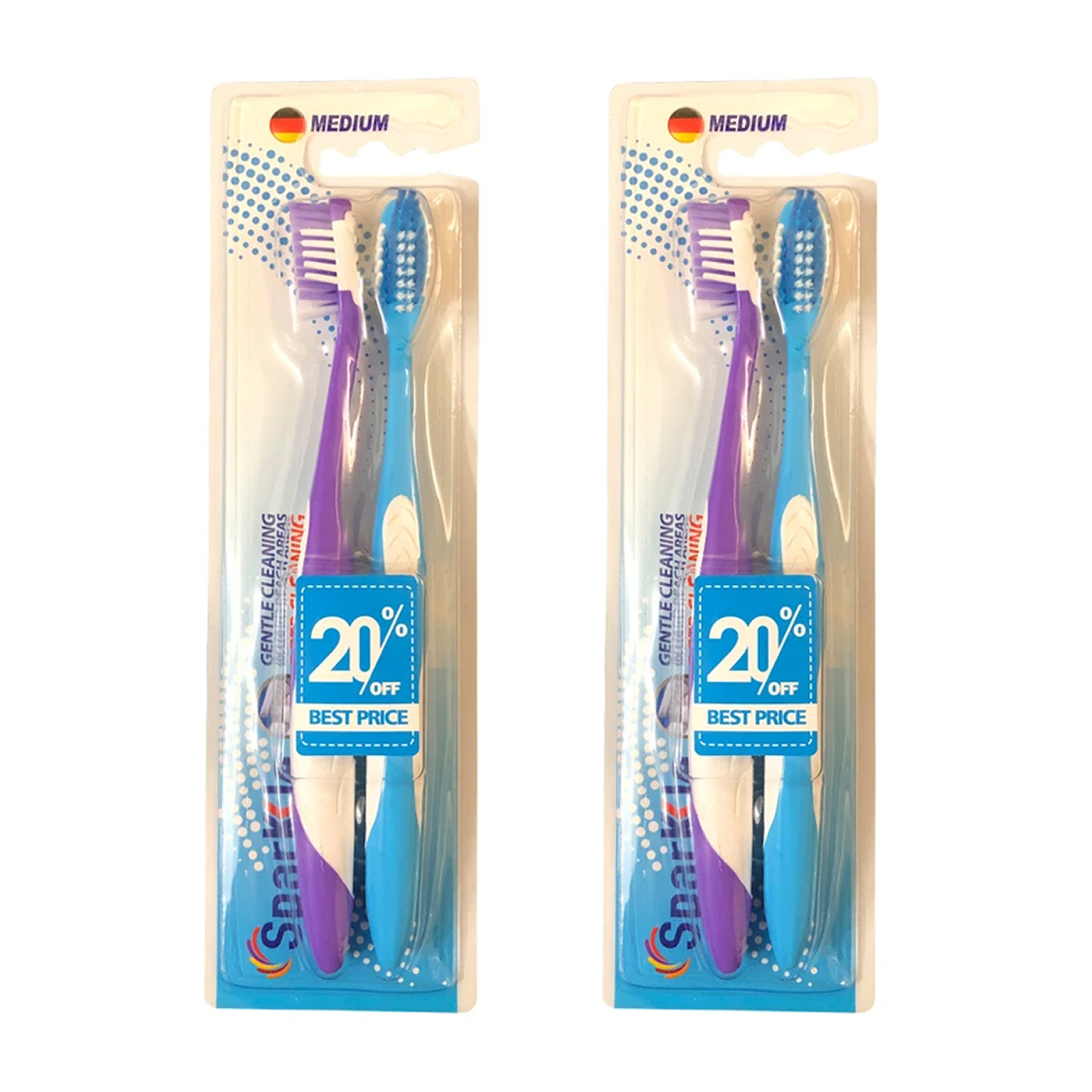 مسواک مدل S9+ با برس متوسط بسته 4 عددی