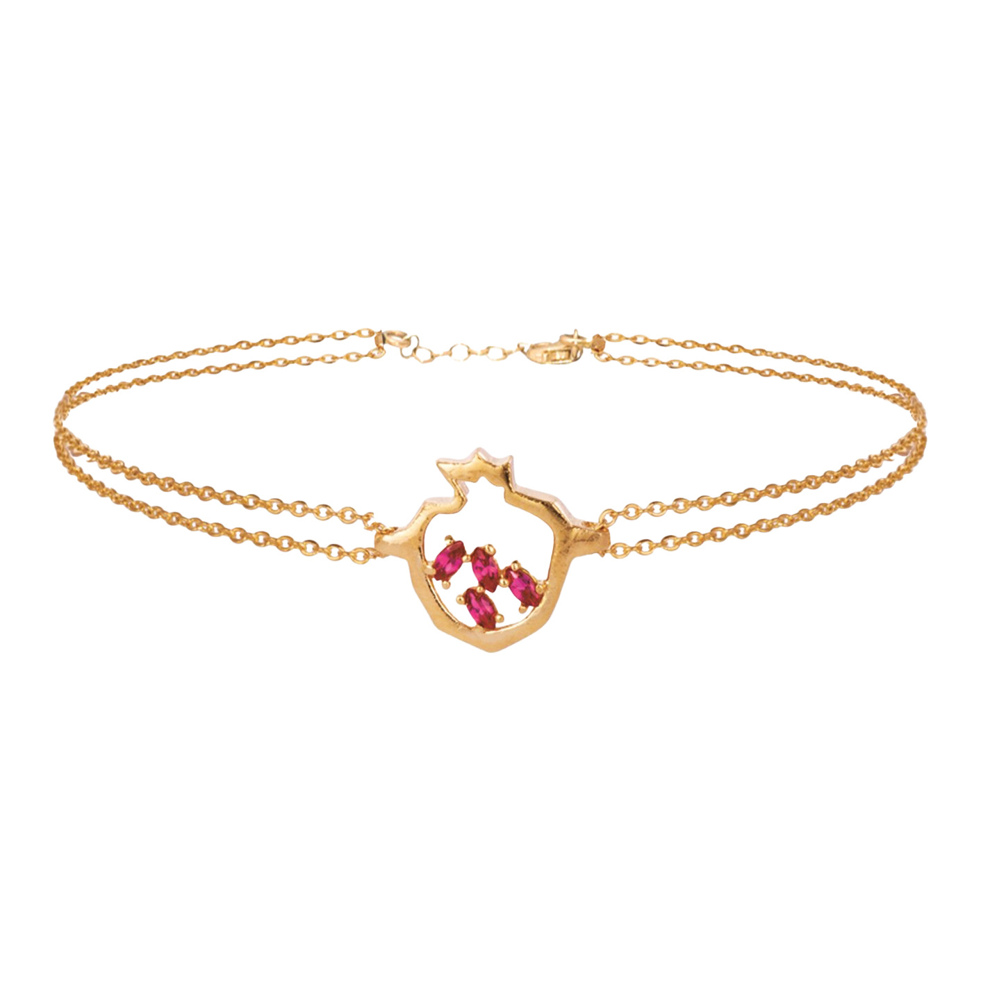 دستبند طلا 18 عیار مدل انار کوچک 18 سانت