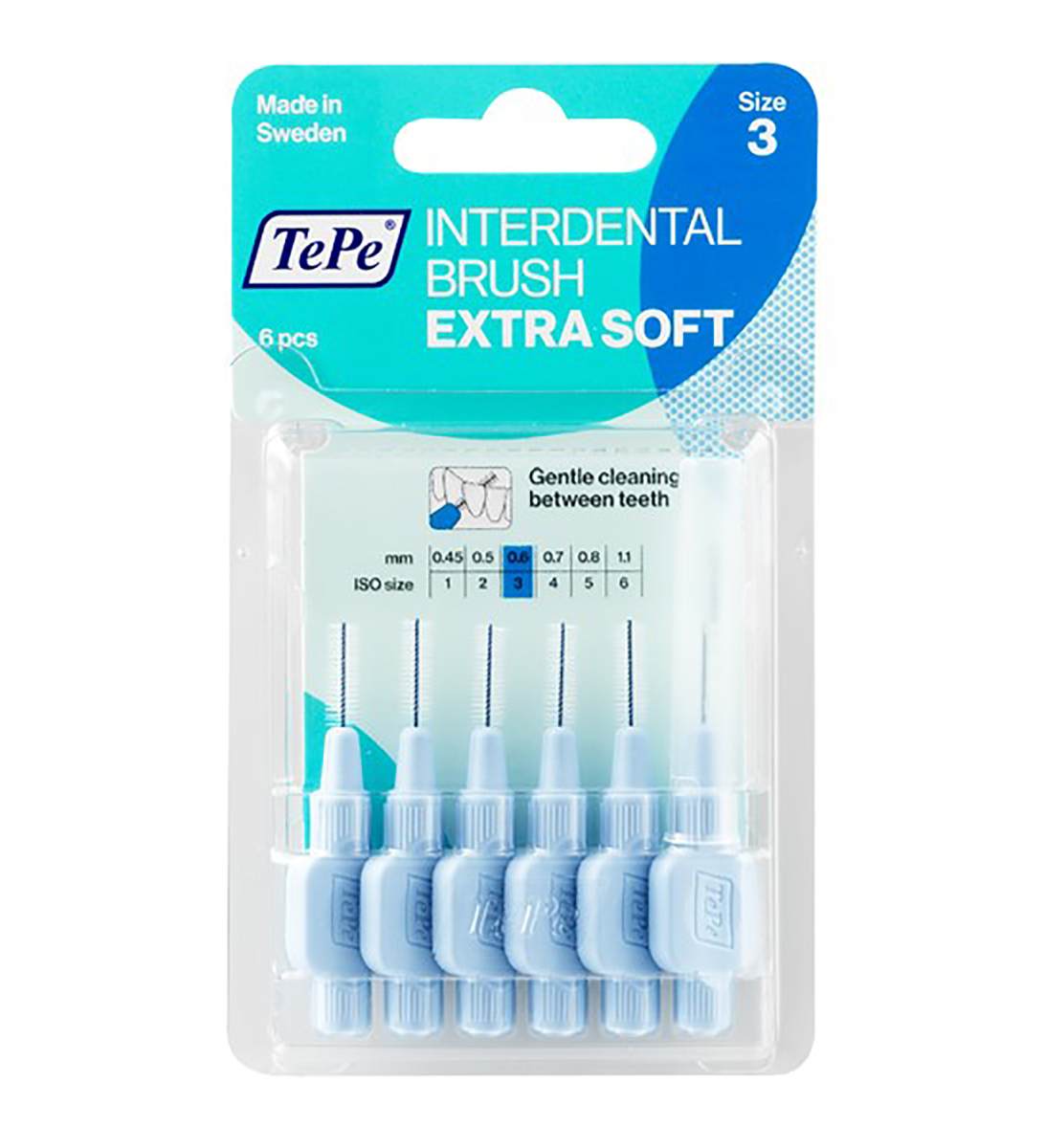 مسواک بین دندانی مدل ExtraSoft با برس بسیار نرم سایز 3 بسته 6 عددی