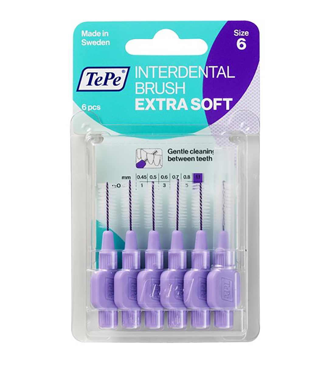 مسواک بین دندانی مدل ExtraSoft با برس بسیار نرم سایز 6 بسته 6 عددی