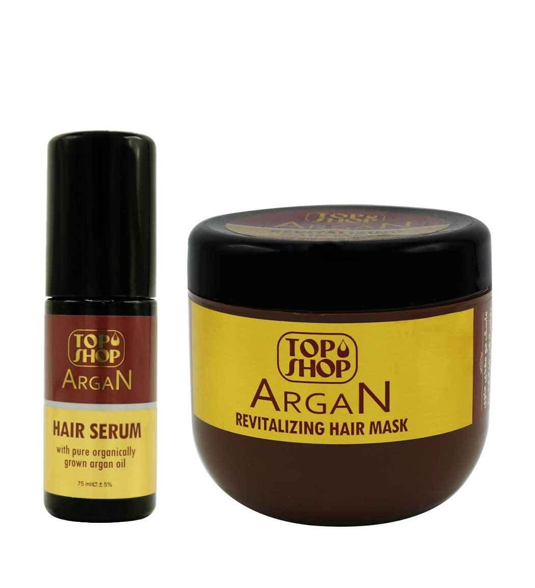 پک ماسك موي مغذي با آبكشي آرگان 500 میل و سرم مو آرگان