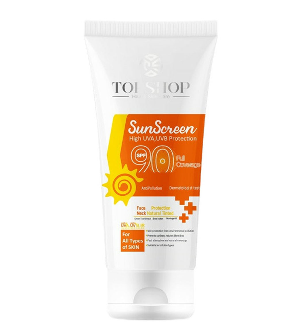 ضد آفتاب SPF90 بی رنگ مناسب برای انواع پوست حجم 50 میلی لیتر