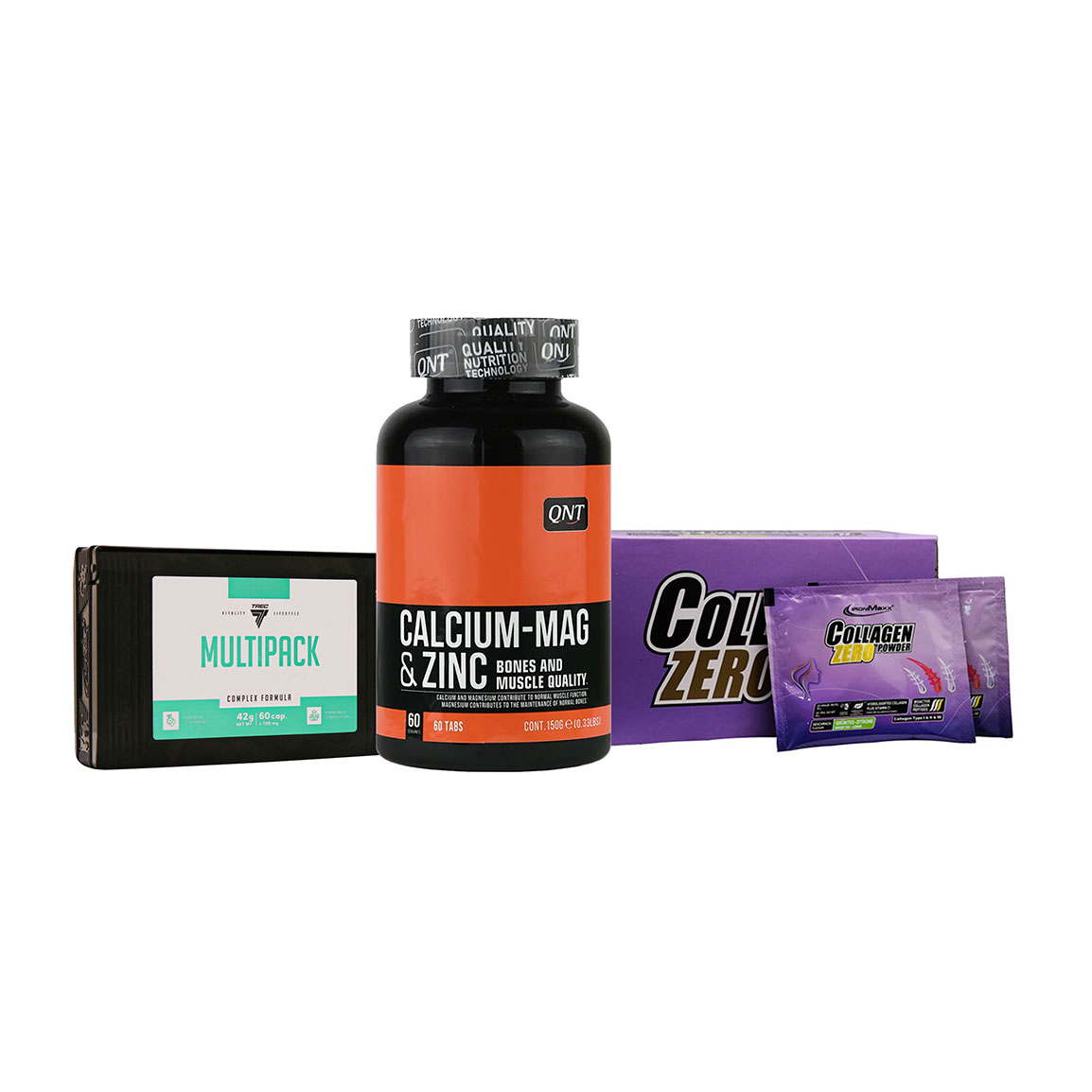 پک کلاژن ساشه ای آیرون مکس، کلسیم منیزیم زینک کیو ان تی و کپسول مولتی پک