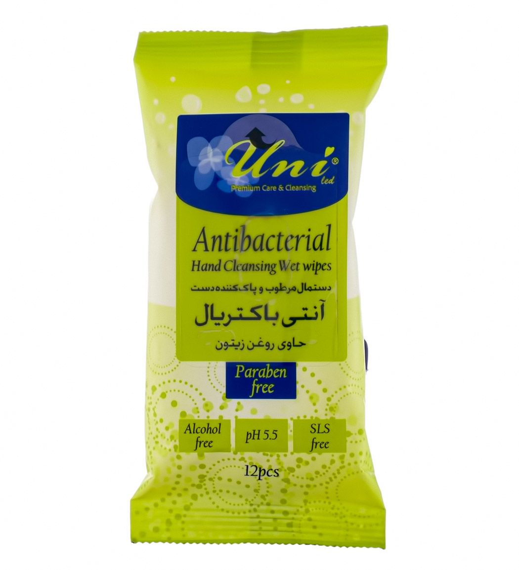 دستمال مرطوب پاک کننده دست آنتی باکتریال جیبی حاوی روغن زیتون