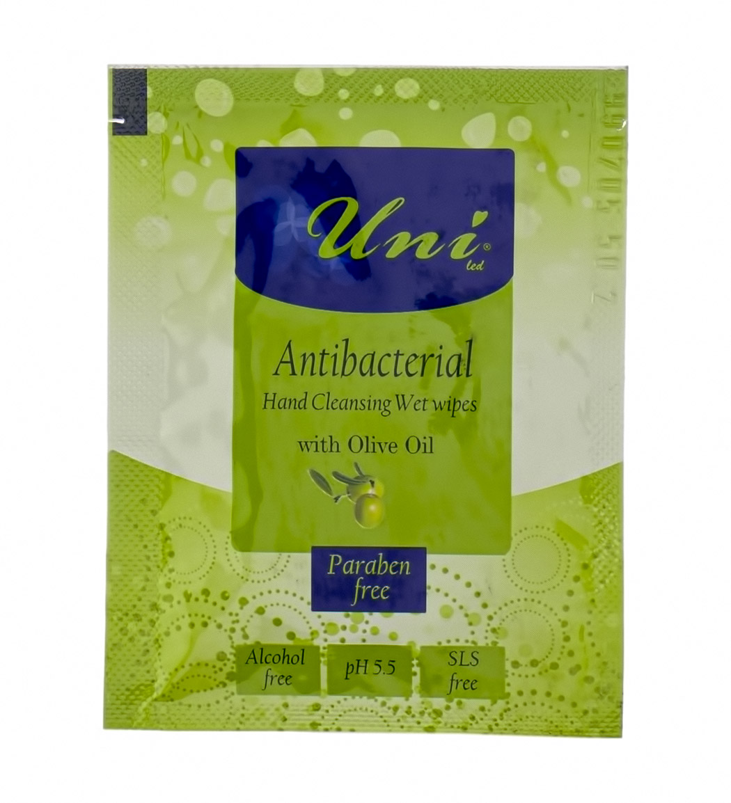 ساشه دستمال آنتی باکتریال یک بار مصرف دست حاوی روغن زیتون