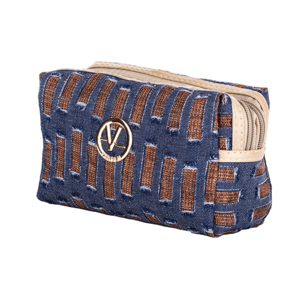 کیف آرایش دو زیپ طرح دار P114