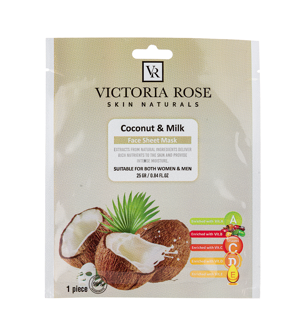 ماسک ورقه ای صورت شیر و نارگیل حجم 25 گرم