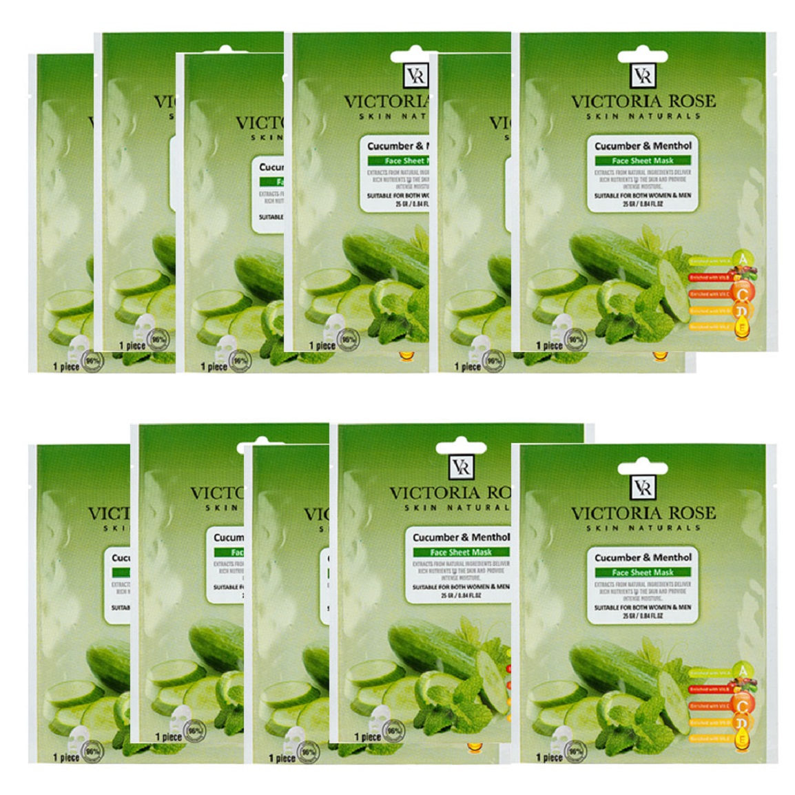 ماسک ورقه ای صورت مدل خیار و نعنا وزن 25 گرم بسته 10 عددی