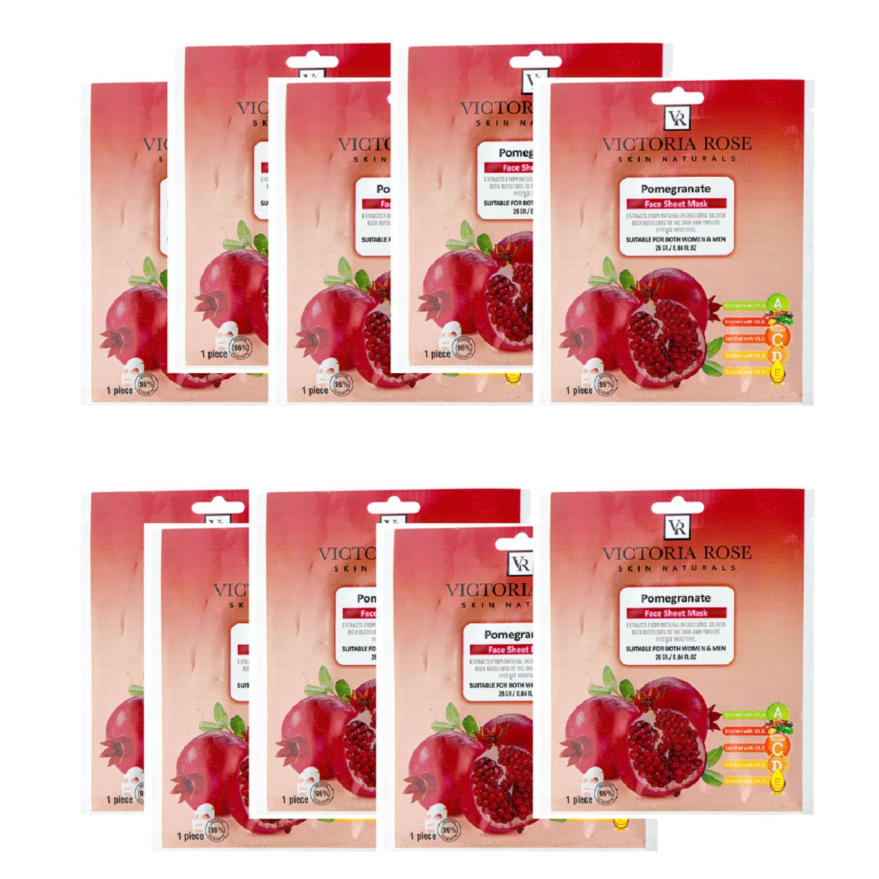 ماسک ورقه ای صورت مدل انار وزن 25 گرم بسته 10 عددی