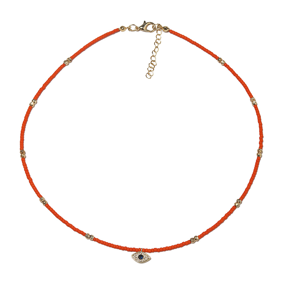 گردنبند مدل چشم نظر نگینی نارنجی