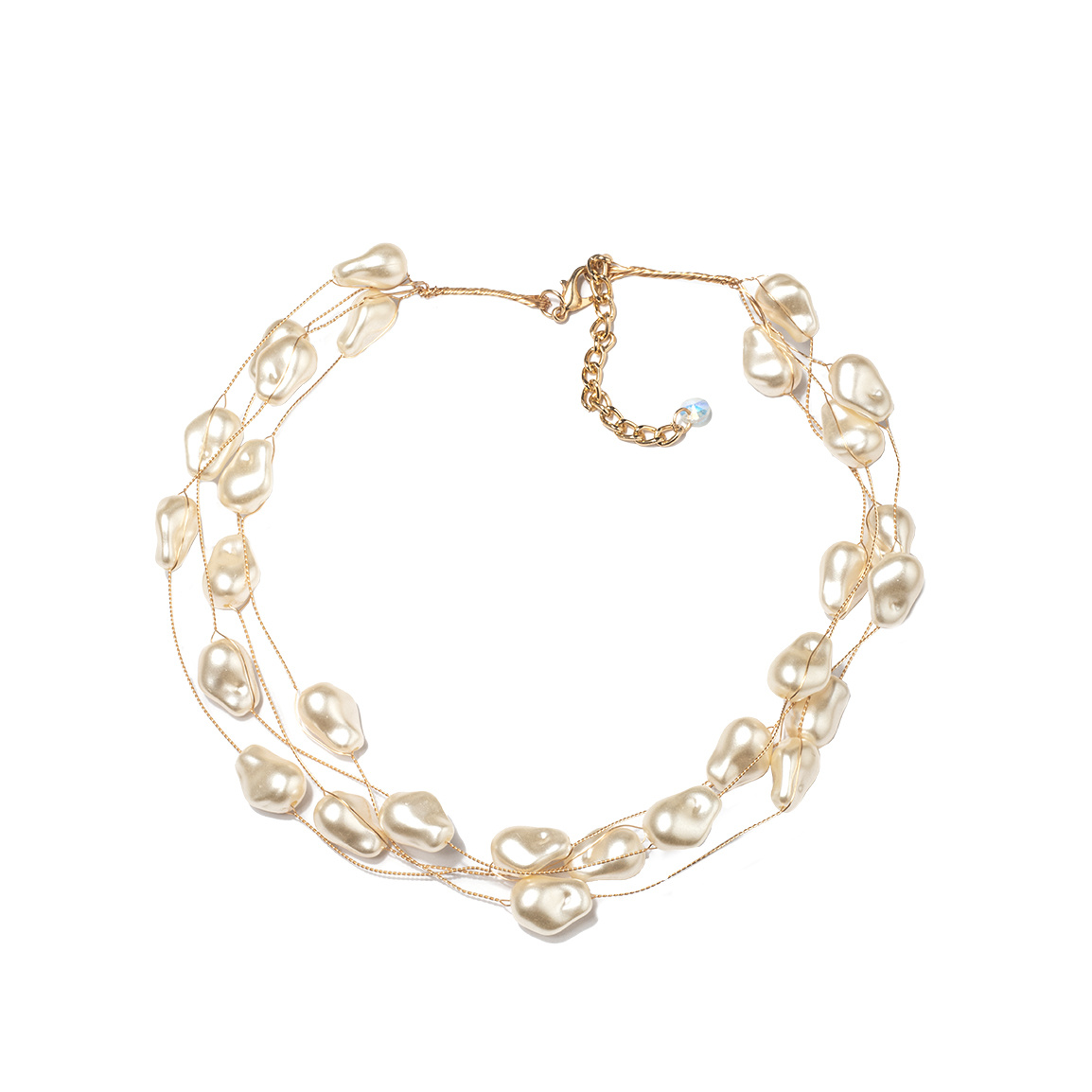 گردنبند مروارید چند لایه مدل سنگی