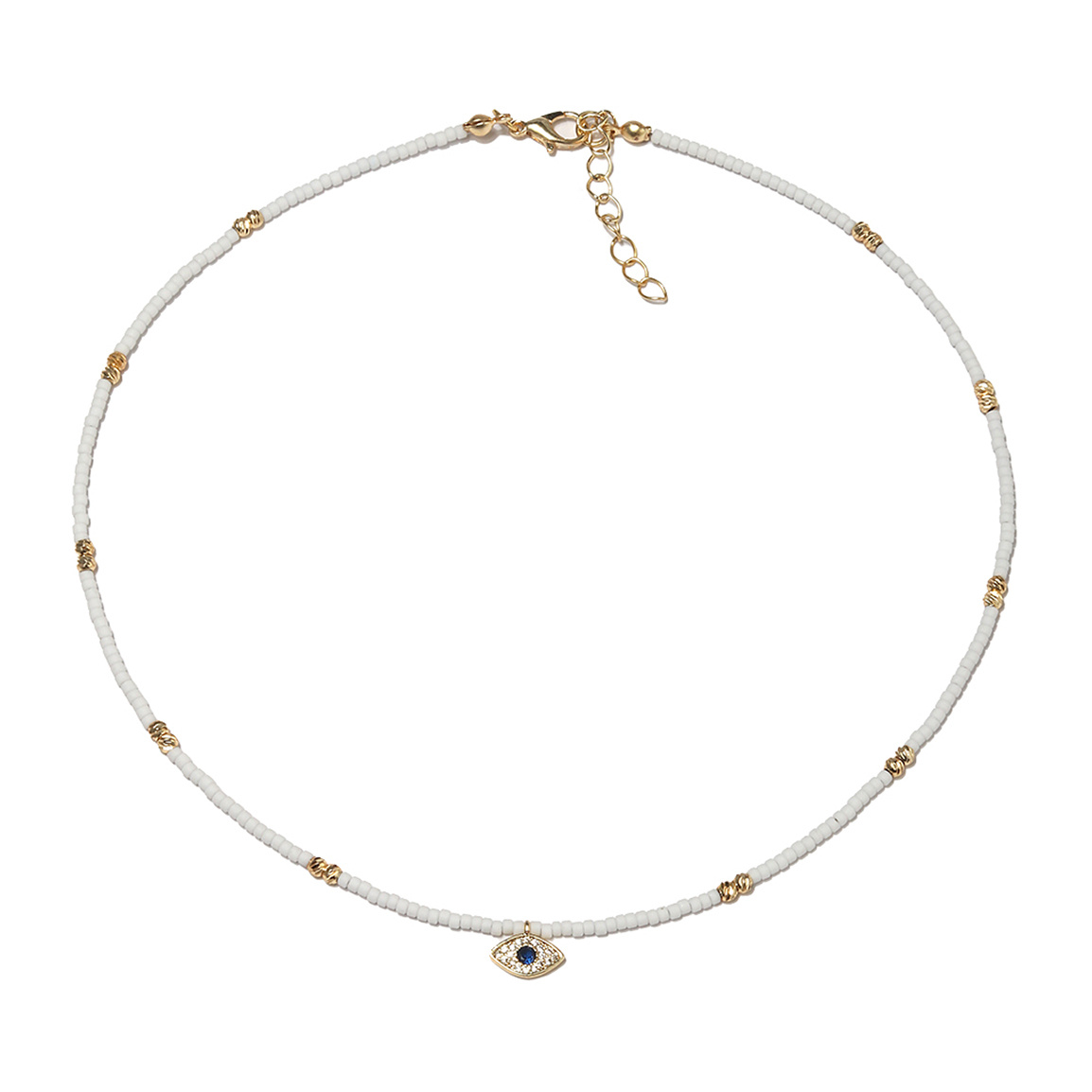 گردنبند مدل چشم نظر سفید آبی